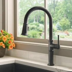 Ruvati Idris Pull Down Kitchen Faucet, Matte Black, Single Lever, RVF1239MB