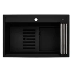 Ruvati 31-inch epiCube Granite Composite Workstation Matte Black Drop-in Topmount Kitchen Sink, RVG1631BK