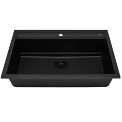 Ruvati 31-inch epiCube Granite Composite Workstation Matte Black Drop-in Topmount Kitchen Sink, RVG1631BK