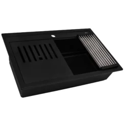 Ruvati 31-inch epiCube Granite Composite Workstation Matte Black Drop-in Topmount Kitchen Sink, RVG1631BK