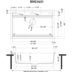 Ruvati 31-inch epiCube Granite Composite Workstation Matte Black Drop-in Topmount Kitchen Sink, RVG1631BK