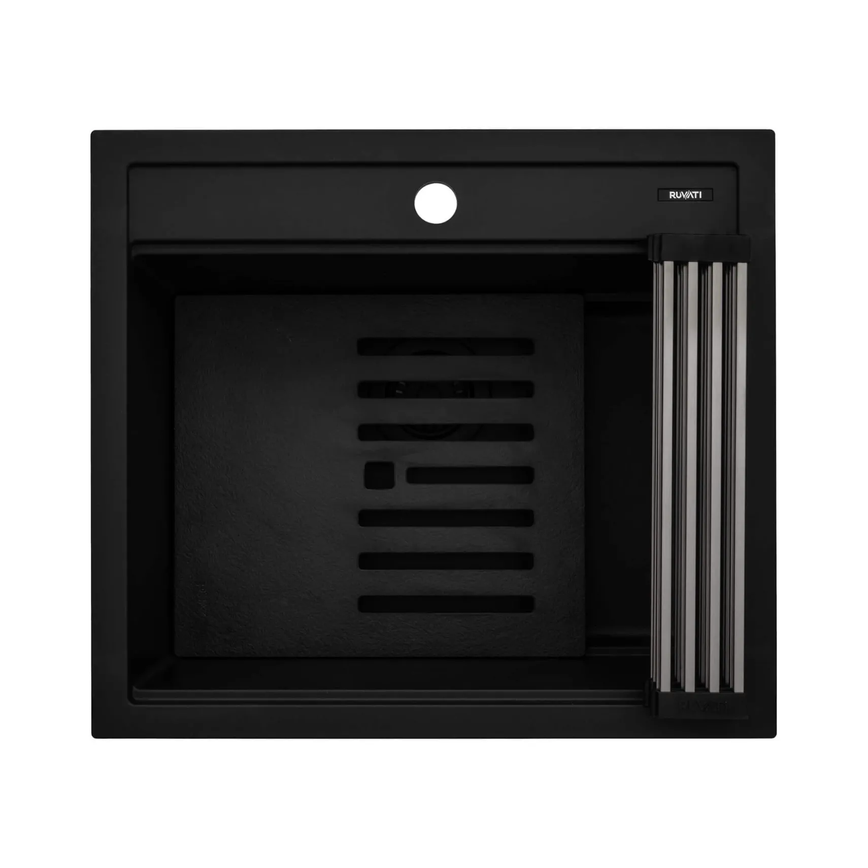 Ruvati 23-inch epiCube Granite Composite Workstation Matte Black Drop-in Topmount Wet Bar Prep Sink, RVG1622BK