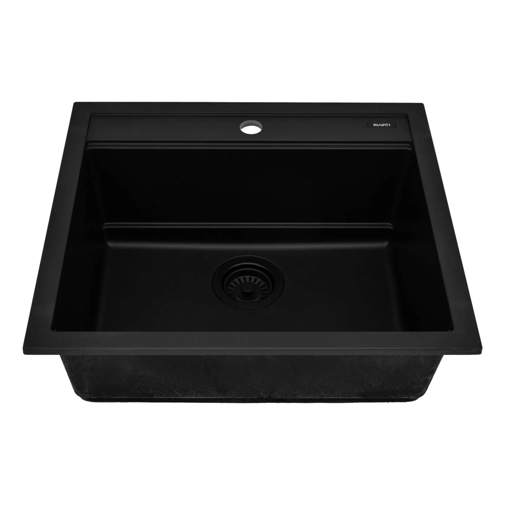 Ruvati 23-inch epiCube Granite Composite Workstation Matte Black Drop-in Topmount Wet Bar Prep Sink, RVG1622BK