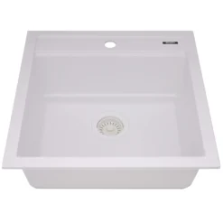 Ruvati 20-inch epiCube Granite Composite Workstation Drop-in Topmount Wet Bar Prep Sink Matte White, RVG1620WH