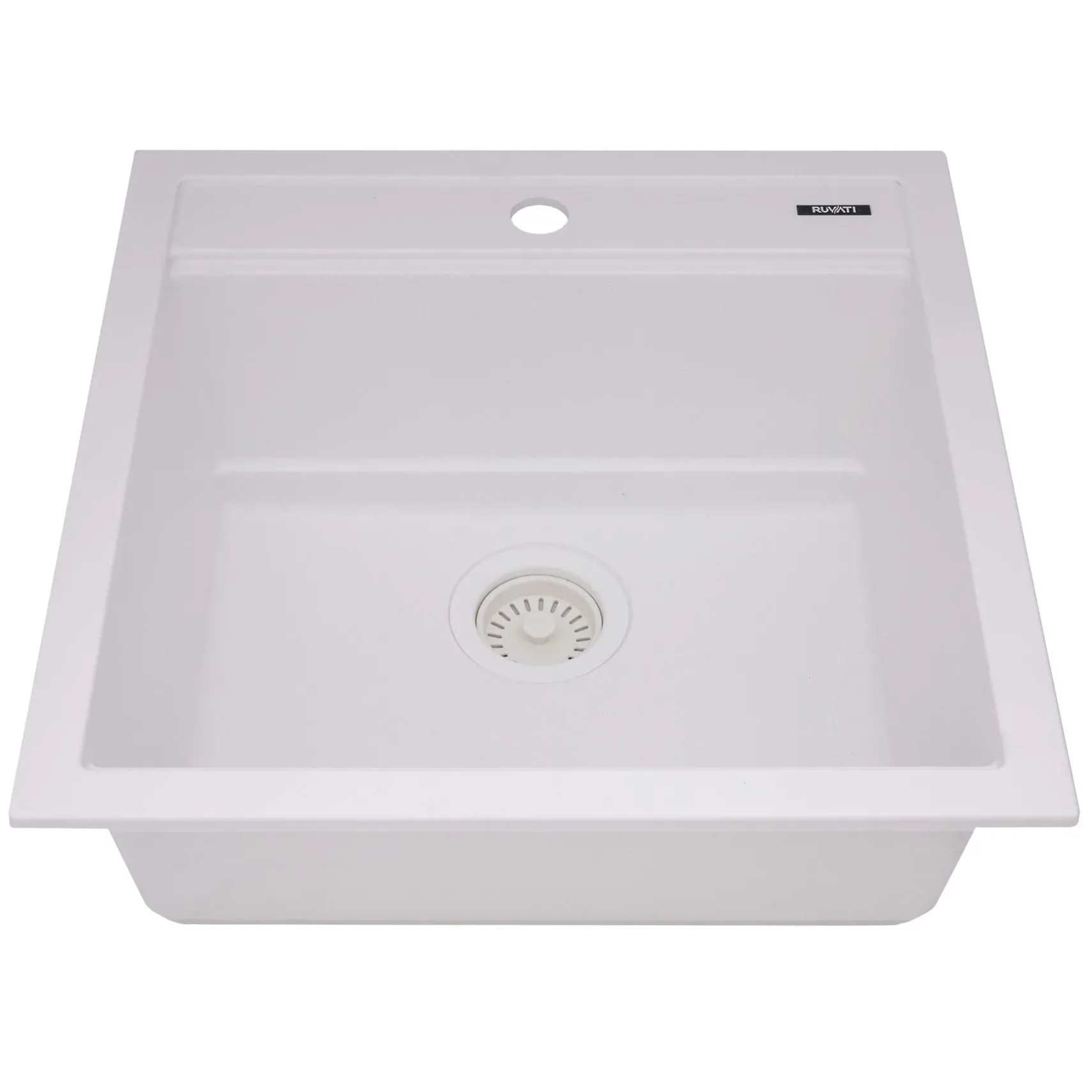 Ruvati 20-inch epiCube Granite Composite Workstation Drop-in Topmount Wet Bar Prep Sink Matte White, RVG1620WH