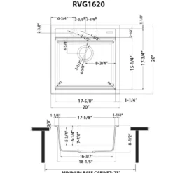 Ruvati 20-inch epiCube Granite Composite Workstation Drop-in Topmount Wet Bar Prep Sink Matte White, RVG1620WH