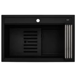 Ruvati 34-inch epiCube Granite Composite Workstation Matte Black Drop-in Topmount Kitchen Sink, RVG1634BK