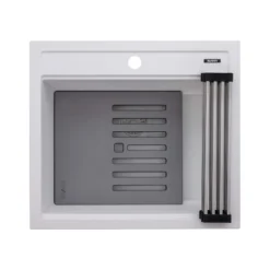 Ruvati 23-inch epiCube Granite Composite Workstation Drop-in Topmount Wet Bar Prep Sink Matte White, RVG1622WH