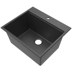 Ruvati 25-inch epiRock Workstation Charcoal Black Topmount Laundry Sink, Composite, RVG1321CK
