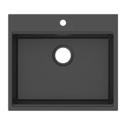 Ruvati 25-inch epiRock Workstation Charcoal Black Topmount Laundry Sink, Composite, RVG1321CK