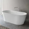 Ruvati 67-inch White epiStone Solid Surface Oval Freestanding Bath Tub Omnia Matte, RVB6750WH