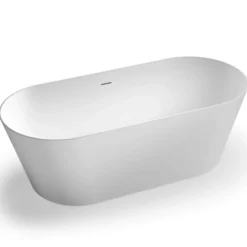 Ruvati 67-inch White epiStone Solid Surface Oval Freestanding Bath Tub Omnia Matte, RVB6750WH