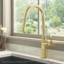 Ruvati Isola Pull Out Kitchen Faucet, Brushed Gold, Single Handle, RVF1248SG