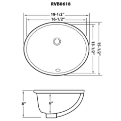 Ruvati Krona 16 x 13 inch Undermount Bathroom Sink Biscuit Oval Porcelain Ceramic with Overflow, RVB0618BC