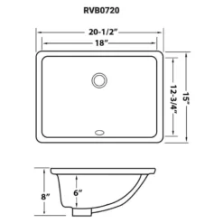 Ruvati Krona 18 x 13 inch Undermount Bathroom Sink Emerald Green Rectangular Porcelain Ceramic with Overflow, RVB0720EG