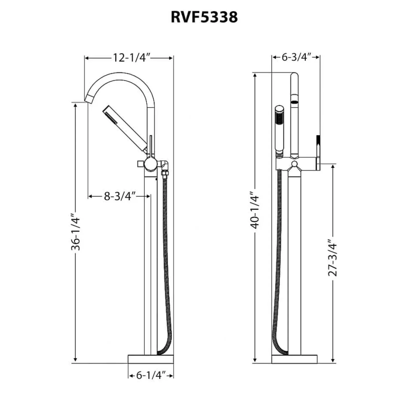 Ruvati Lucia Tub Filler, Brushed Nickel, Single Lever, RVF5338BN