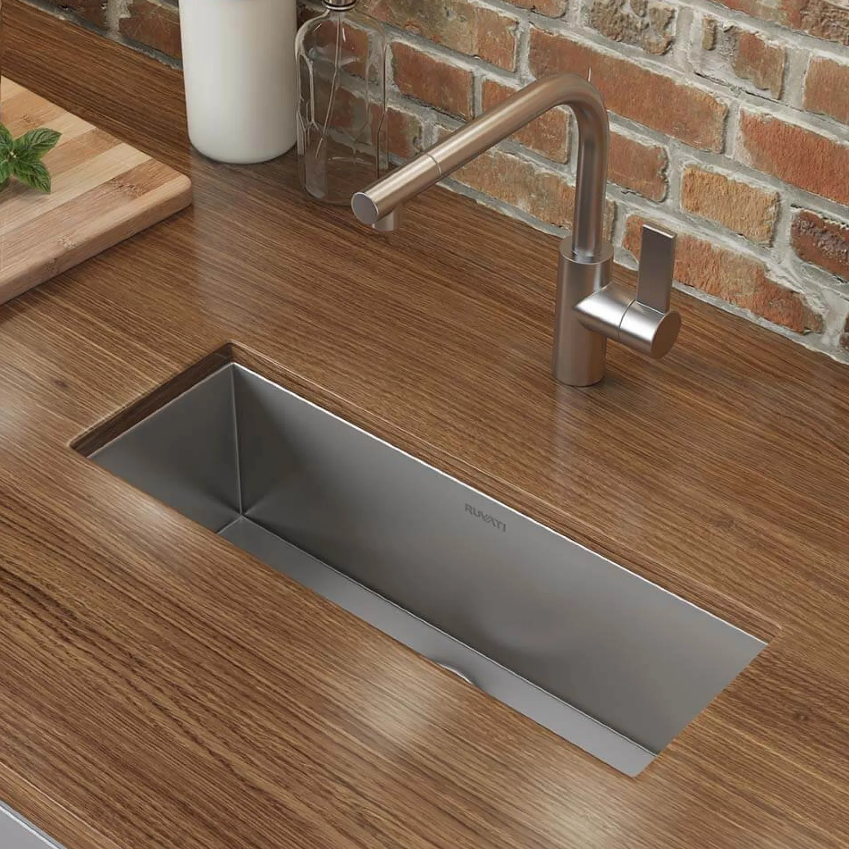 Ruvati Nesta 23" Narrow Trough Undermount Rectangle Stainless Steel Bar/Prep Sink, 16 Gauge, RVH7120