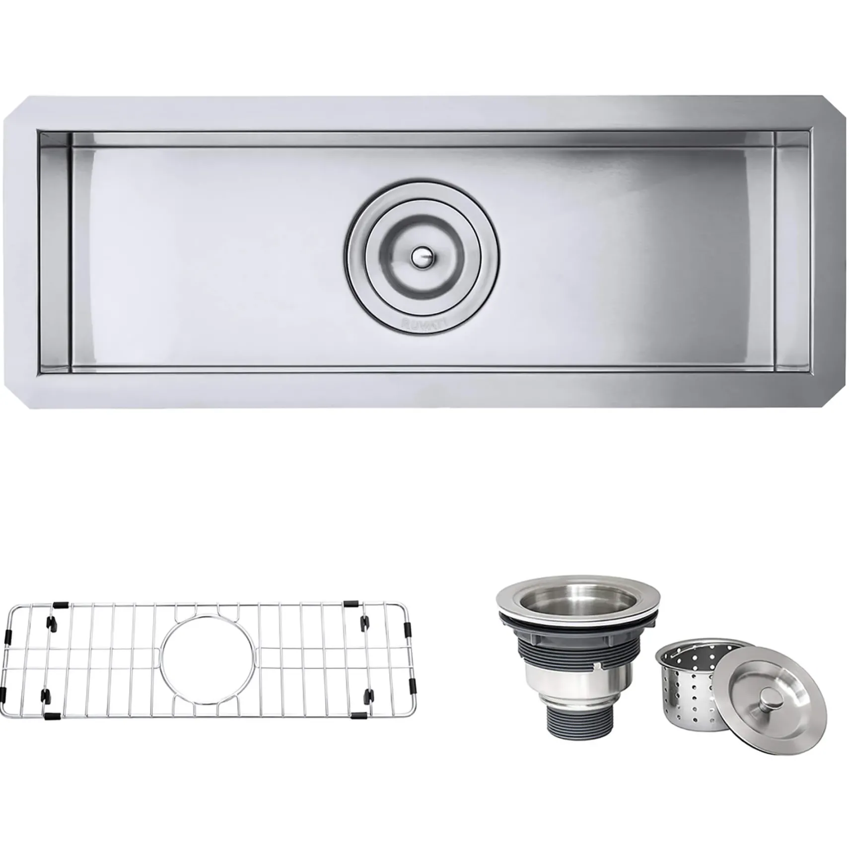 Ruvati Nesta 23" Narrow Trough Undermount Rectangle Stainless Steel Bar/Prep Sink, 16 Gauge, RVH7120
