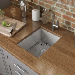 Ruvati Nesta 14" Undermount Rectangle Stainless Steel Bar/Prep Sink, 16 Gauge, Zero Radius, RVH7110