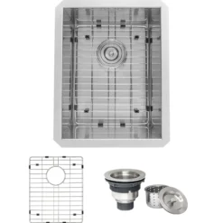 Ruvati Nesta 14" Undermount Rectangle Stainless Steel Bar/Prep Sink, 16 Gauge, Zero Radius, RVH7110