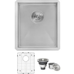 Ruvati Nesta 16" Undermount Rectangle Stainless Steel Bar/Prep Sink, 16 Gauge, Zero Radius, RVH7111