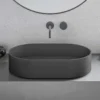 Ruvati Omnia 23-inch Matte Black epiStone Solid Surface Modern Bathroom Vessel Sink, RVB2550BK