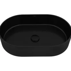 Ruvati Omnia 23-inch Matte Black epiStone Solid Surface Modern Bathroom Vessel Sink, RVB2550BK