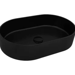 Ruvati Omnia 23-inch Matte Black epiStone Solid Surface Modern Bathroom Vessel Sink, RVB2550BK