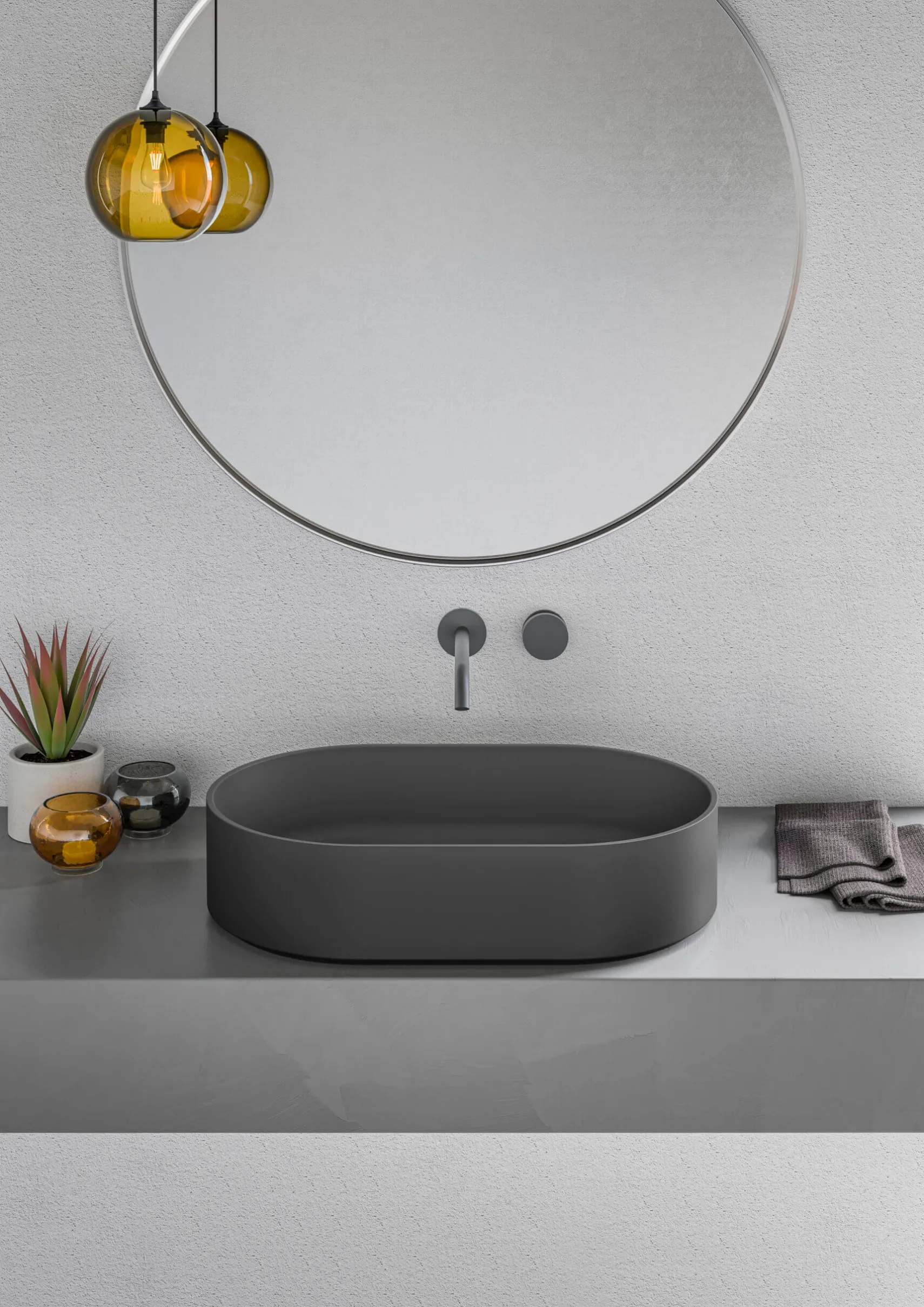 Ruvati Omnia 23-inch Matte Black epiStone Solid Surface Modern Bathroom Vessel Sink, RVB2550BK