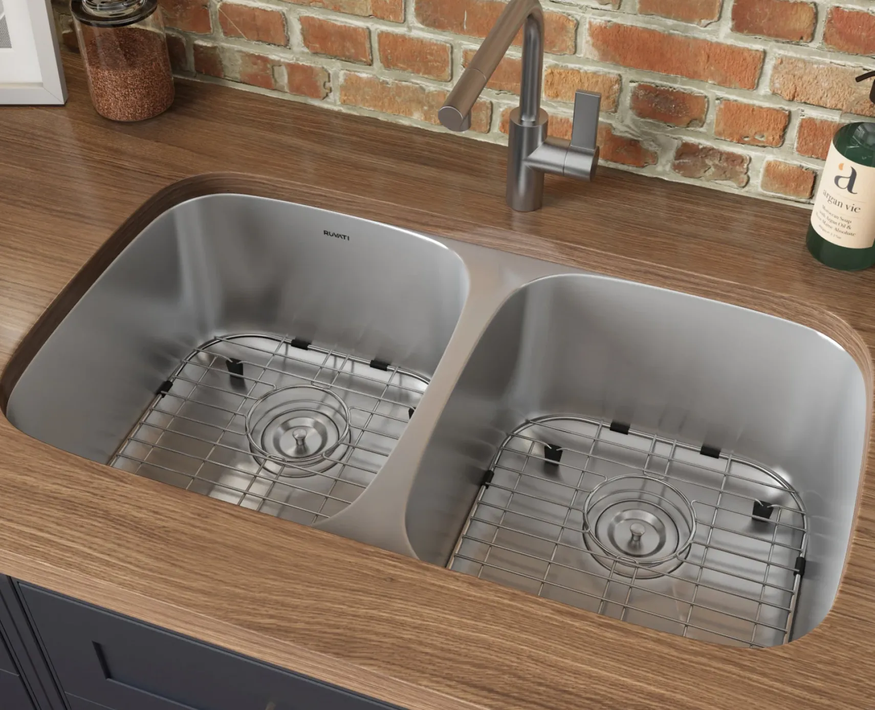 Ruvati Parmi 29" Undermount Stainless Steel Kitchen Sink, 50/50 Double Bowl, 16 Gauge, RVM4301