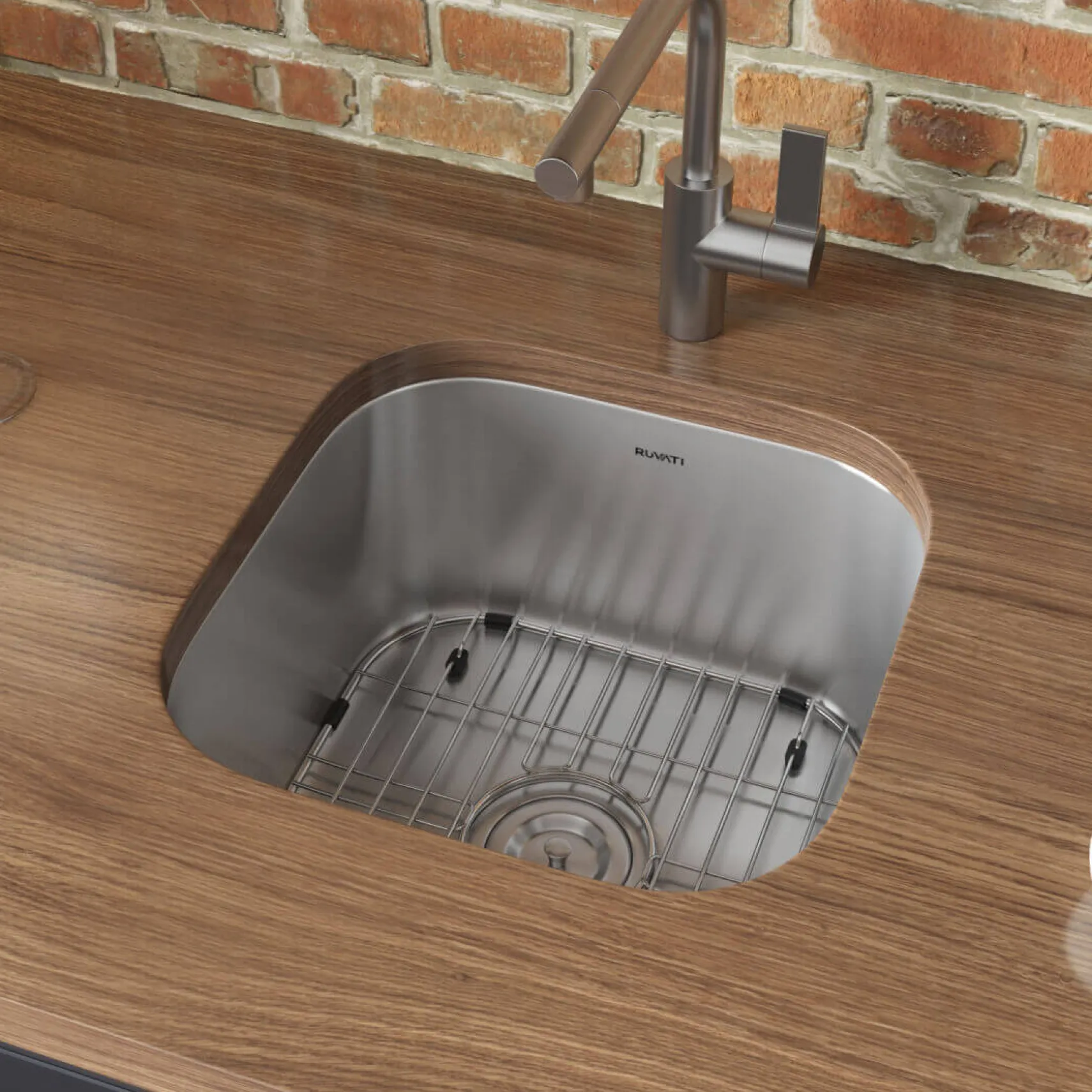 Ruvati Parmi 16" Undermount Square Stainless Steel Bar/Prep Sink, 16 Gauge, RVM4138