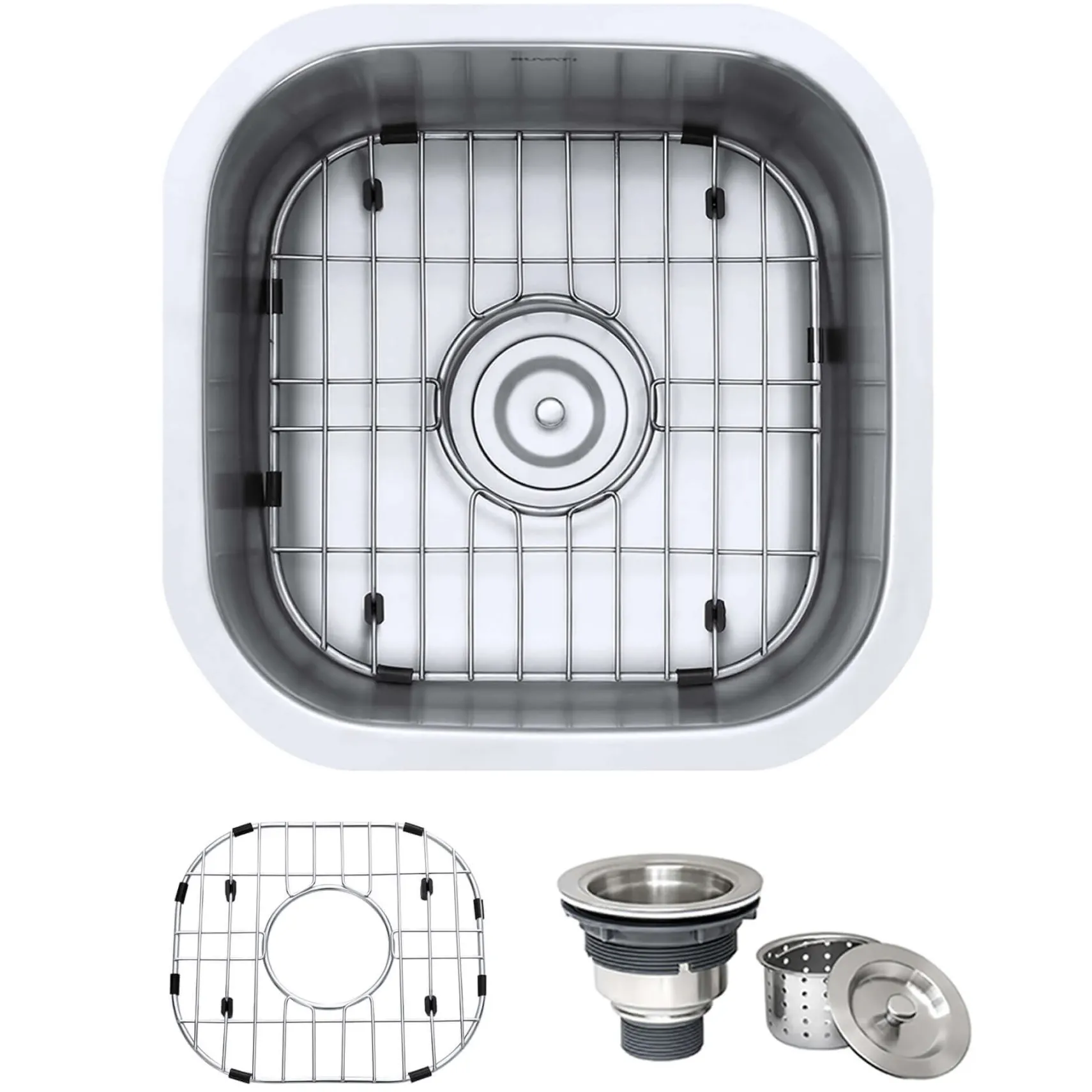 Ruvati Parmi 16" Undermount Square Stainless Steel Bar/Prep Sink, 16 Gauge, RVM4138