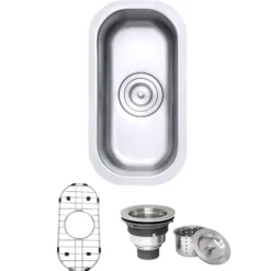 Ruvati Parmi 10" Undermount Rectangle Stainless Steel Bar/Prep Sink, 16 Gauge, RVM4119