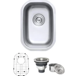 Ruvati Parmi 13" Undermount Rectangle Stainless Steel Bar/Prep Sink, 16 Gauge, RVM4111