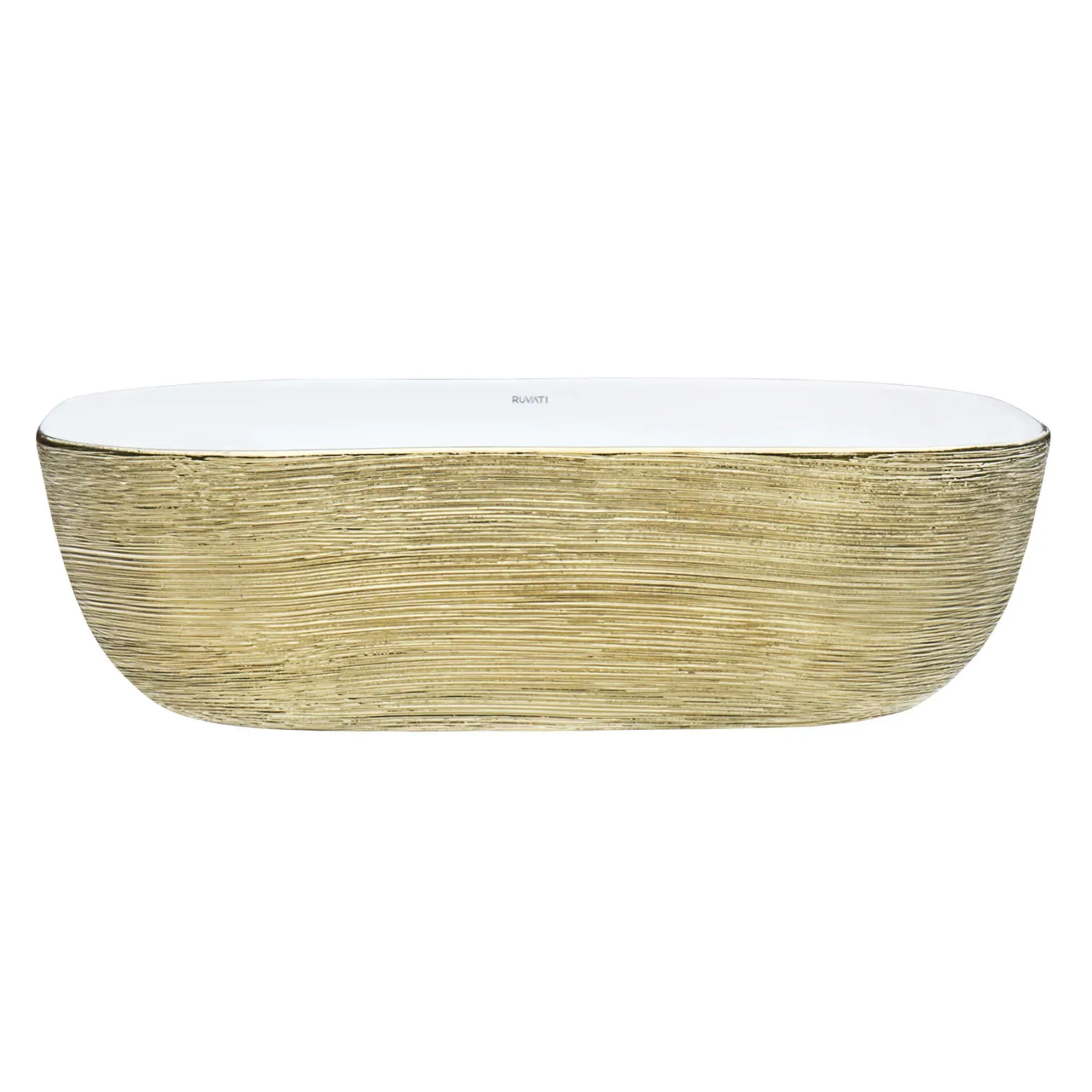 Ruvati Pietra 20" Decorative Rectangle Vessel Porcelain Above Vanity Counter Bathroom Sink, Gold / White, RVB2016WG