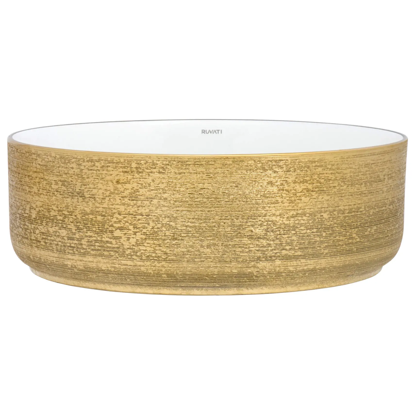 Ruvati Pietra 14" Decorative Rectangle Vessel Porcelain Above Vanity Counter Bathroom Sink, Gold / White, RVB0314WG