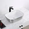 Ruvati Pietra 20" Decorative Rectangle Vessel Porcelain Above Vanity Counter Bathroom Sink, Silver / White, RVB2016WS