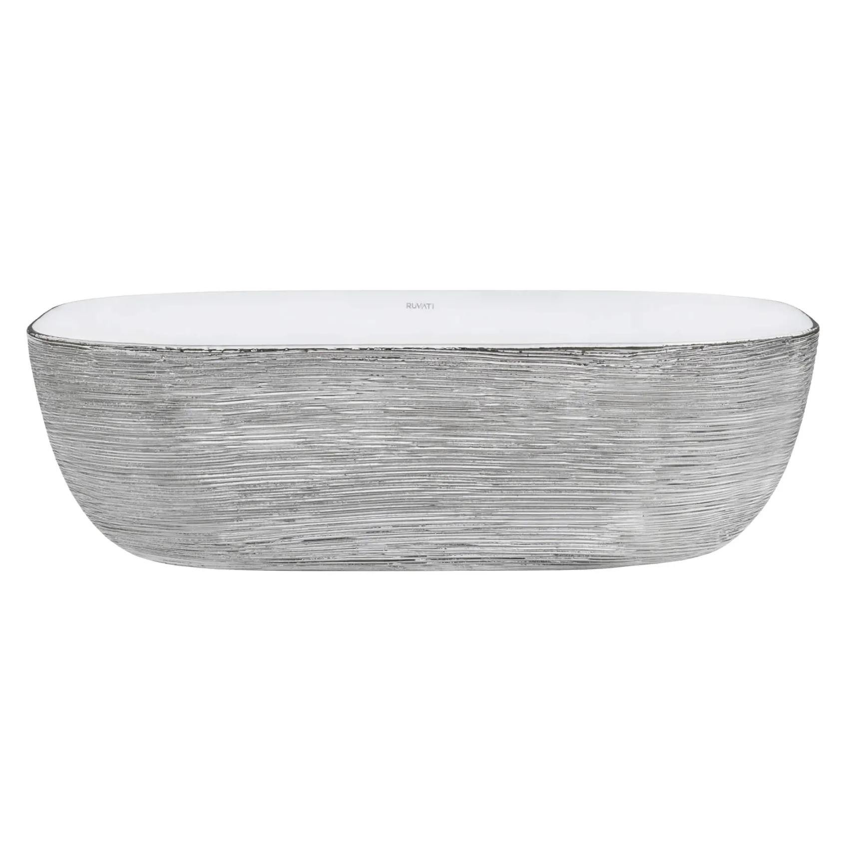 Ruvati Pietra 20" Decorative Rectangle Vessel Porcelain Above Vanity Counter Bathroom Sink, Silver / White, RVB2016WS