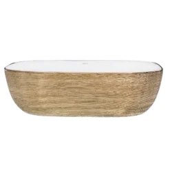 Ruvati Pietra 20" Decorative Rectangle Vessel Porcelain Above Vanity Counter Bathroom Sink, Rose Gold / White, RVB2016WR