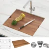 Ruvati Roma 18" Undermount Rectangle Stainless Steel Workstation Bar/Prep Sink, 16 Gauge, RVH8319