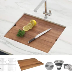 Ruvati Roma 23" Undermount Rectangle Stainless Steel Workstation Bar/Prep Sink, 16 Gauge, RVH8308