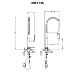 Ruvati Seneca Pull Down Industrial Pre-Rinse High Arc Kitchen Faucet, Stainless Steel, Single Lever, RVF1238BN
