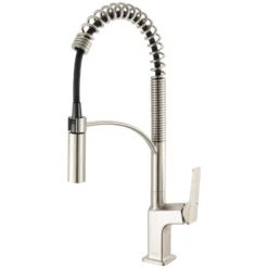 Ruvati Seneca Pull Down Pre-Rinse Kitchen Faucet, Stainless Steel, Single Lever, RVF1236BN