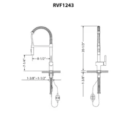 Ruvati Seneca Pull Down Pre-Rinse Kitchen Faucet, Stainless Steel, Single Lever, RVF1243BN