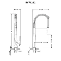 Ruvati Seneca Pull Down Pre-Rinse Kitchen Faucet, Stainless Steel, Single Lever, RVF1232BN