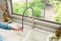 Ruvati Seneca Pull Down Pre-Rinse Kitchen Faucet, Stainless Steel, Single Lever, RVF1232BN