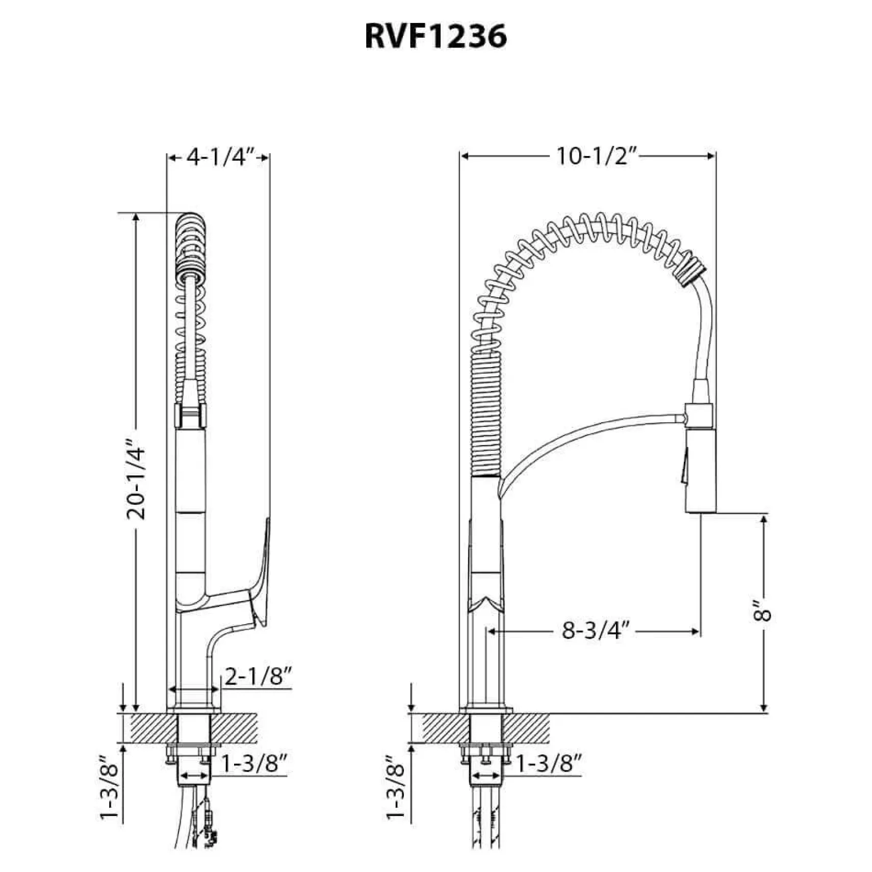 Ruvati Seneca Pull Down Pre-Rinse Kitchen Faucet, Matte Black, Single Lever, RVF1236MB
