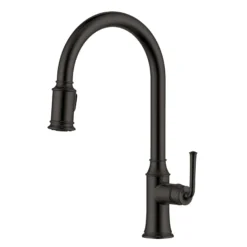 Ruvati Simoni Pull Down Gooseneck Kitchen Faucet, Matte Black, Single Lever, RVF1234MB