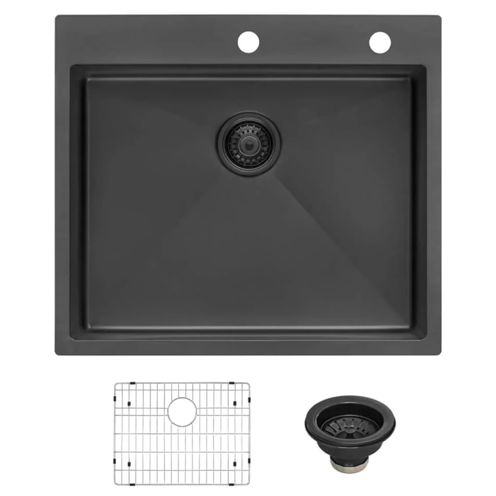 Ruvati Terraza 25" Drop-in Topmount Stainless Steel Kitchen Sink, Gunmetal Matte Black, 16 Gauge, RVH5007BL