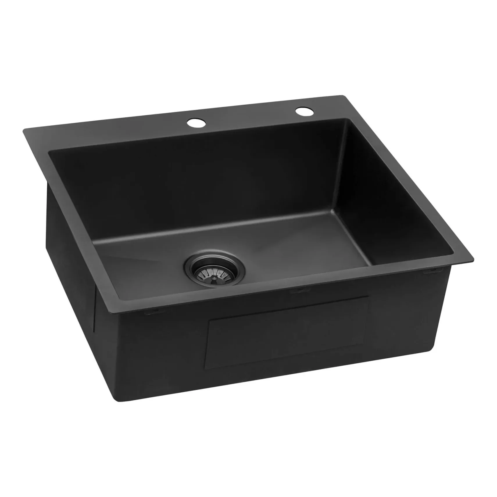 Ruvati Terraza 25" Drop-in Topmount Stainless Steel Kitchen Sink, Gunmetal Matte Black, 16 Gauge, RVH5007BL